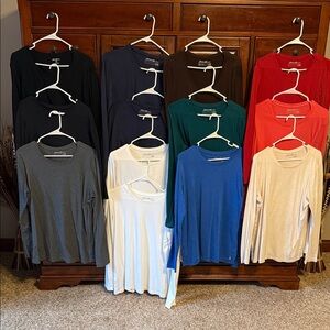 Women's Eddie Bauer Long Sleeve Tshirts, Assorted Colors, 13 in Total, XXL